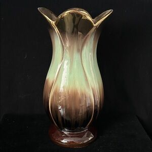 MC WEST GERMANY Bay Keramik Tulip Green and Brown Vase